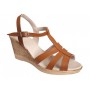 Sandale dama maro din piele naturala cu barete si platforma wedge S134M